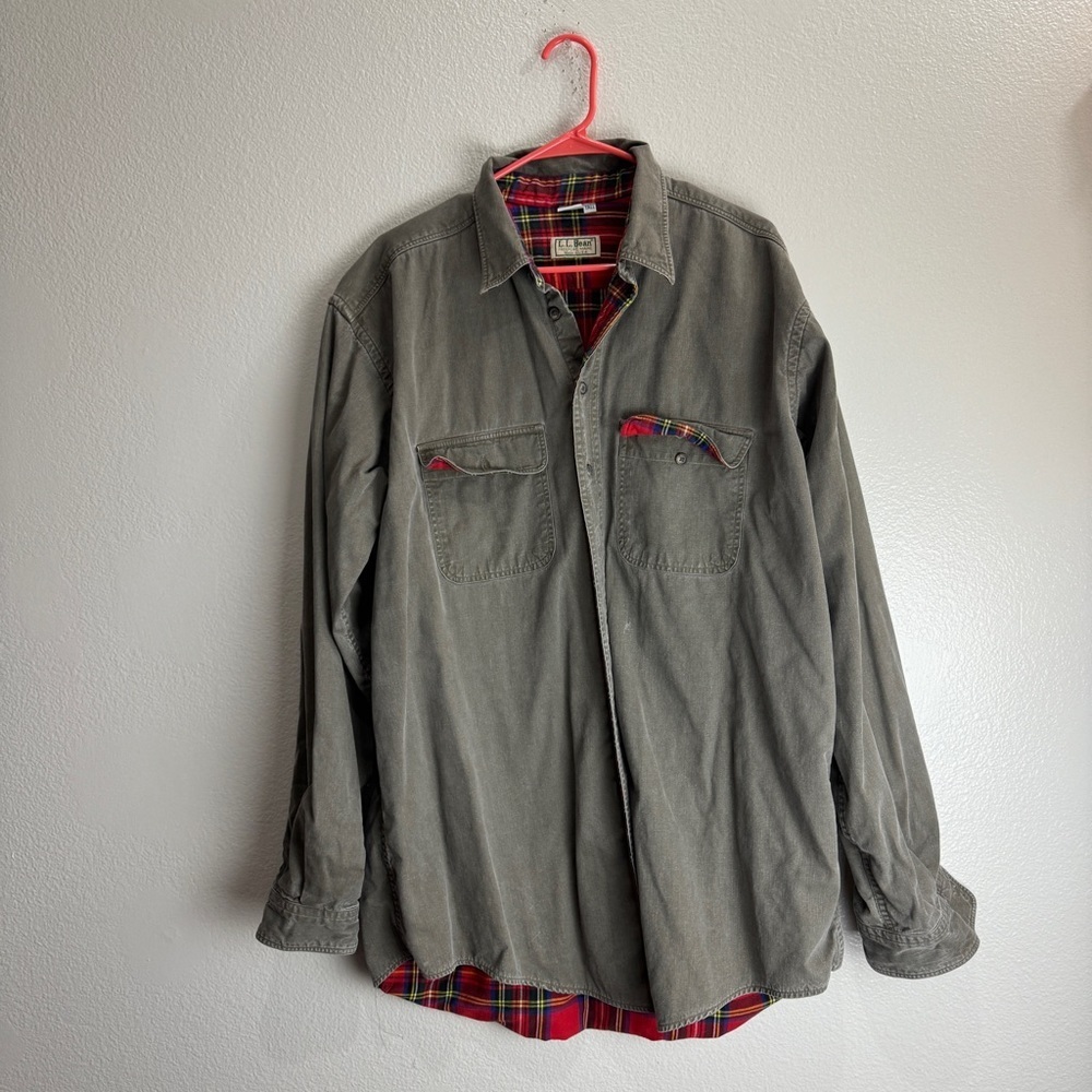 LL Bean Vintage Over Shirt Plaid Lined Size XLT